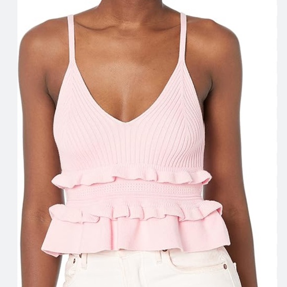 BCBgeneration light pink knit ruffle sweater tank top - Picture 1 of 7